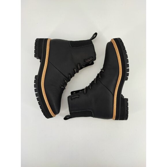 TOMS Women's Frankie Black Lace-up Lug Sole Combat Booties Size 5.5 US - Picture 6 of 8